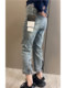 梨型身材裤子大码高腰设计感九分牛仔裤女春胖mm显瘦直筒烟管裤子