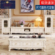 European coffee table TV cabinet combination marble solid wood side cabinet wine cabinet living room home coffee table table Foshan manufacturer