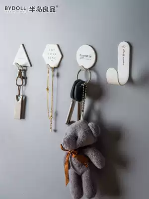 Cute creative non-perforated iron small hook strong adhesive hanger hook Wall key holder sticky hook