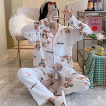 Pregnant womens pajamas summer thin maternal moon clothes spring and autumn pure cotton gauze postpartum 5 Months 6 breastfeeding 34