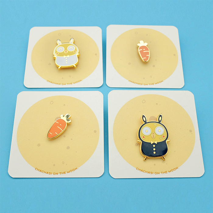 Chachas Original Cartoon Metal Badge Pin Chachas Rabbit on the Moon Enamel Brooch Accessory Cute