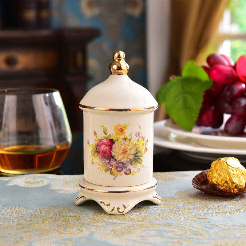 European toothpick box toothpick cans home products living room table toothpick bottle ceramic toothpick tube cotton stick bucket with lid