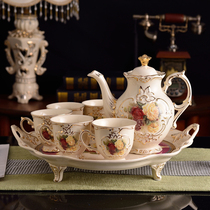 Living room tea cup teapot cup water cup set ceramic home luxury European tea set water set with tray