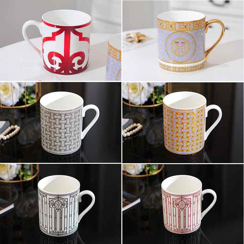 European-style H ceramic cup boss cup tea cup water cup bone china mug milk cup large capacity coffee cup couple cup