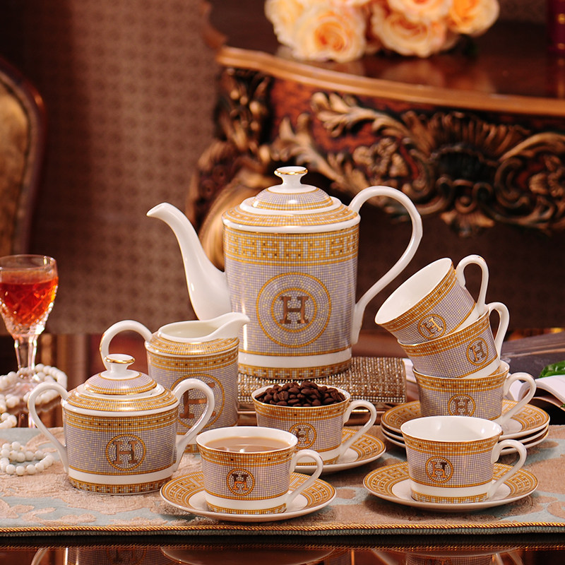 Eurobone Porcelain Coffee Furniture Suit Ceramic Tea Set Coffee Cup Suit British Afternoon Tea Cup Creative Wedding Gift