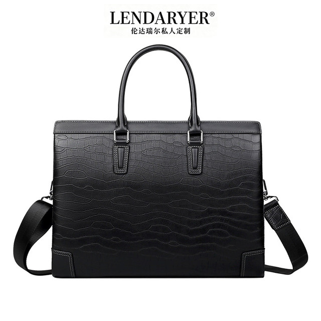 Lendaryer Briefcase Men's High-End Large-Capacity First-Layer Cowhide Handbag Business Work Clothing Casual Computer Bag