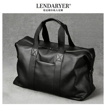 Lendaryer Travel Bag Men's Hand-Held First-Layer Cowhide Large-Capacity Lightweight Fitness Bag Short-Distance Business Trip Travel Bag