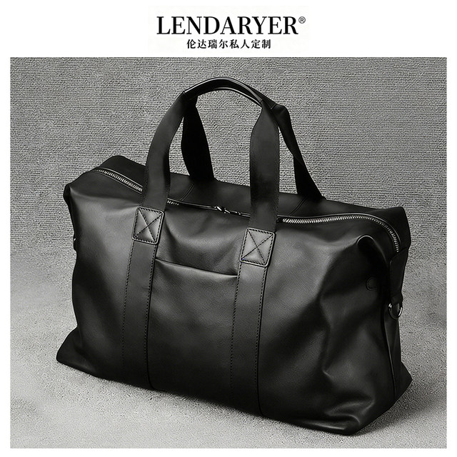 Lendaryer Travel Bag Men's Hand-Held First-Layer Cowhide Large-Capacity Lightweight Fitness Bag Short-Distance Business Trip Travel Bag