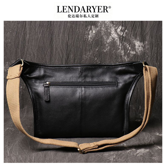 Lendaryer Single Shoulder Bag for Men, Genuine Leather, Close-Fitting, Large-Capacity Crossbody Bag, Multi-Functional Business Travel Portable Backpack