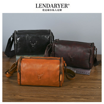 Lendaryer Shoulder Bag Men's New Style Vegetable-Tanned Cowhide Retro Large-Capacity Crossbody Bag Portable Practical Casual Bag