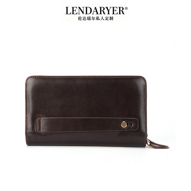 Lendaryer Men's Long Clutch Bag First-Layer Cowhide Wallet Business Multi-Functional Clutch Bag Genuine Leather Wallet