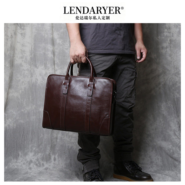 Lendaryer Briefcase Men's New Classy Genuine Leather First-Layer Cowhide Handbag Business Travel Computer Bag