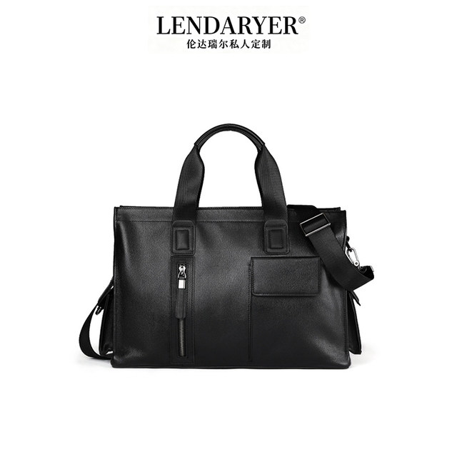 Lendaryer Genuine Leather Business Briefcase Men's First-Layer Cowhide Computer Bag Large Capacity Versatile Simple Handbag