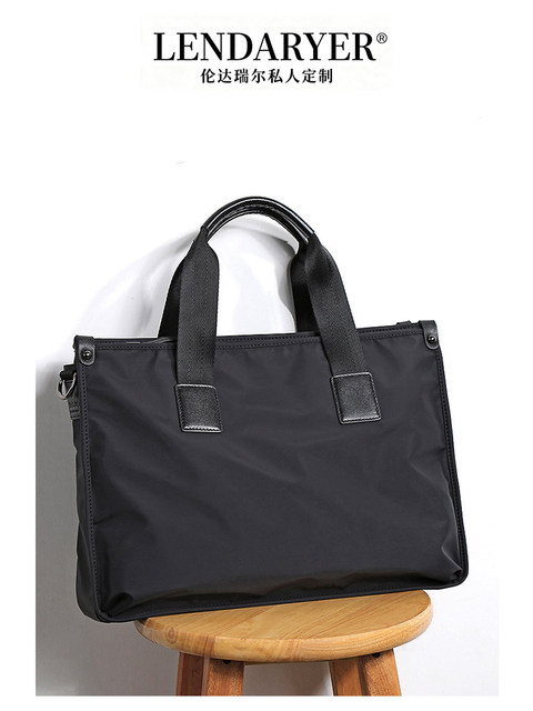 Lendaryer Simple Briefcase Men's Handbag Oxford Cloth Business Casual Computer Bag Work and Commuting Bag