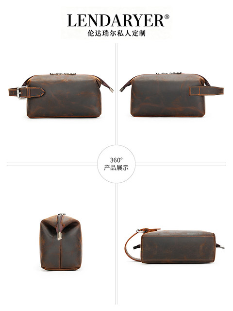 Lendaryer Men's New Luxury Clutch Bag Made of Top-Layer Cowhide, Large Capacity, Business Casual Clutch Bag