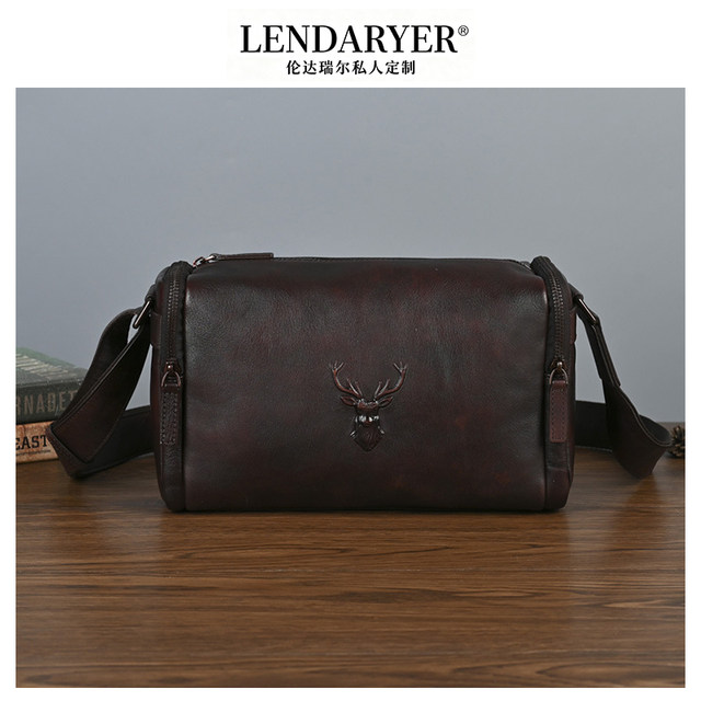 Lendaryer Shoulder Bag Men's New Style Vegetable-Tanned Cowhide Retro Large-Capacity Crossbody Bag Portable Practical Casual Bag