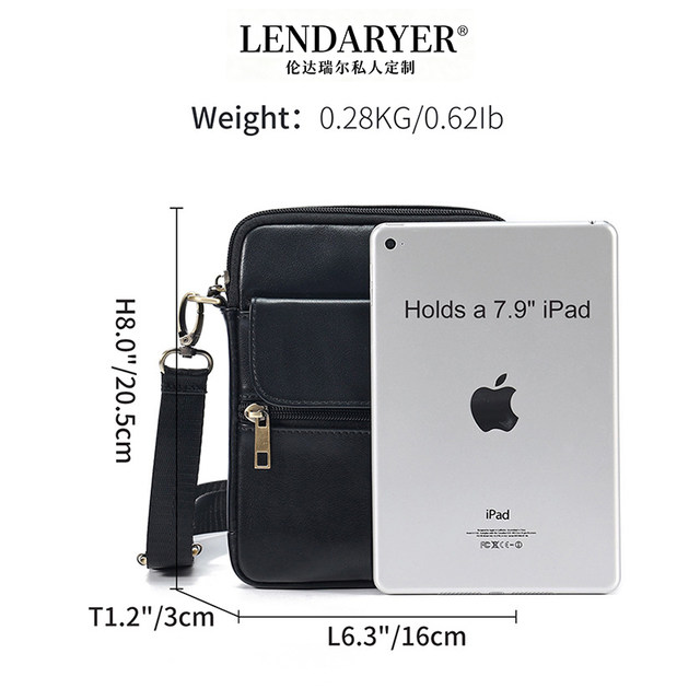 Lendaryer Single Shoulder Bag for Men, First-Layer Cowhide, Classy Business Casual Work Clothing Crossbody Bag, Retro Simple Backpack