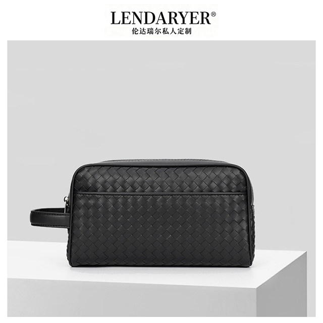 Lendaryer Clutch Bag Men's New Fashion Simple Handbag Double Zipper Casual Folder Bag Large Capacity Wallet