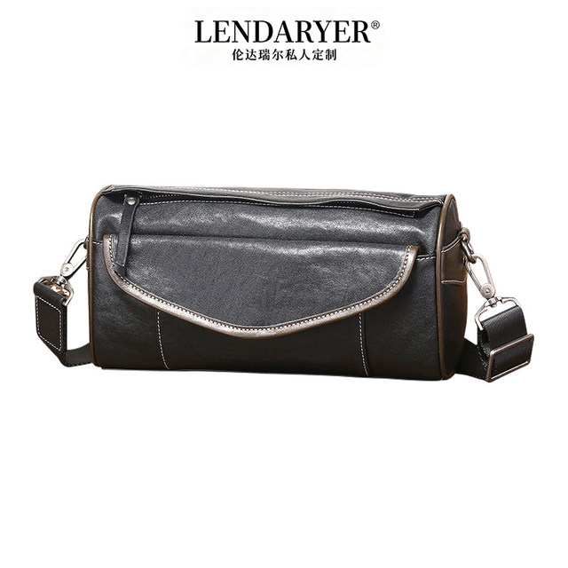 Lendaryer Single Shoulder Bag for Men, New Vegetable-Tanned Leather Business Commuter Casual Horizontal Crossbody Bag, Large Capacity Backpack