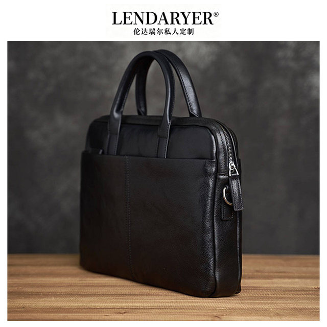 Lendaryer Briefcase Men's New High-End Retro Leather Handbag Business Casual Large-Capacity Shoulder Bag