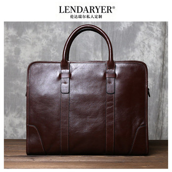 Lendaryer Briefcase Men's New Classy Genuine Leather First-Layer Cowhide Handbag Business Travel Computer Bag