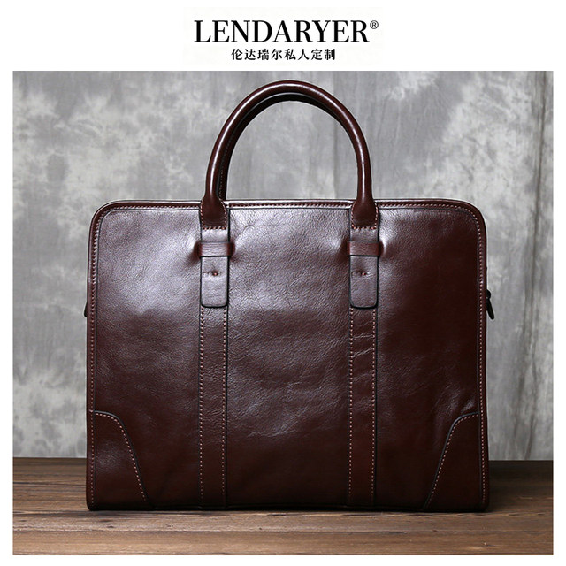Lendaryer Briefcase Men's New Classy Genuine Leather First-Layer Cowhide Handbag Business Travel Computer Bag