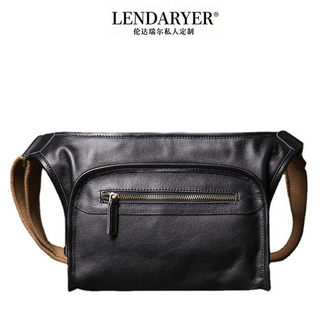 Lendaryer Single Shoulder Bag for Men, Genuine Leather, Close-Fitting, Large-Capacity Crossbody Bag, Multi-Functional Business Travel Portable Backpack