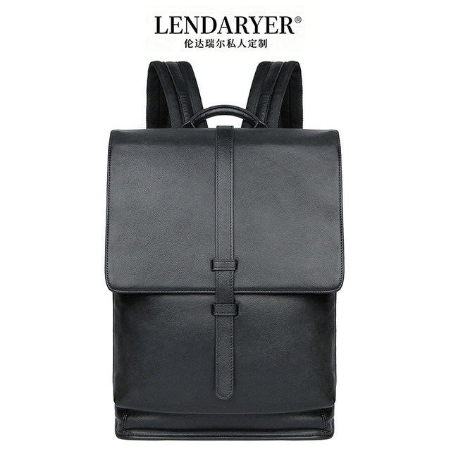 Lendaryer Business Backpack Men's Casual Fashion Travel Backpack First Layer Cowhide Large Capacity Computer Bag for Men