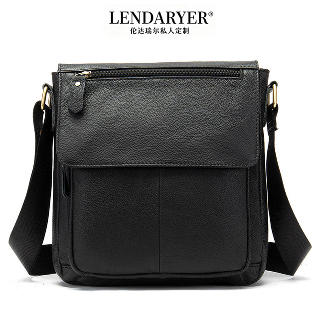 Lendaryer Shoulder Bag Men's Accessible Luxury Genuine Leather Business Travel Work Clothing Crossbody Bag Large Capacity Horizontal Handbag