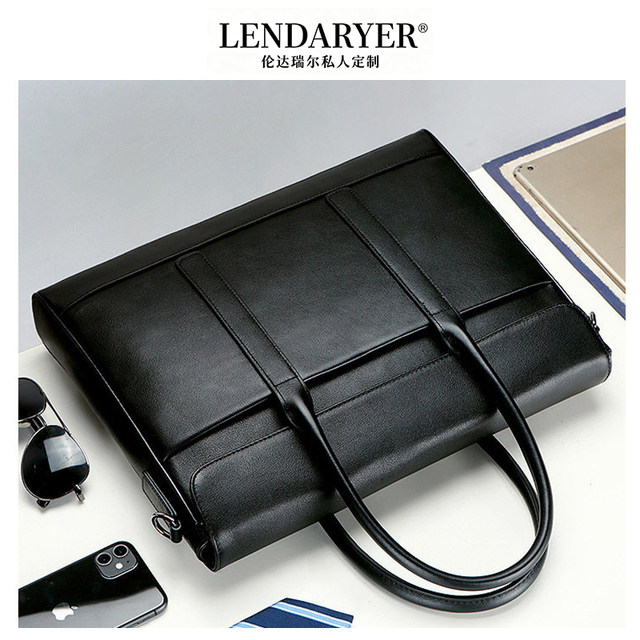 Lendaryer Briefcase Men's New Genuine Leather First-Layer Cowhide Large-Capacity Computer Bag Business Commuter Handbag