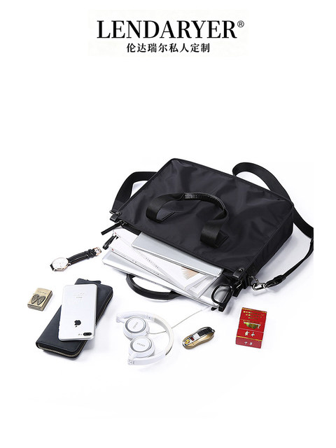Lendaryer Simple Briefcase Men's Handbag Oxford Cloth Business Casual Computer Bag Work and Commuting Bag