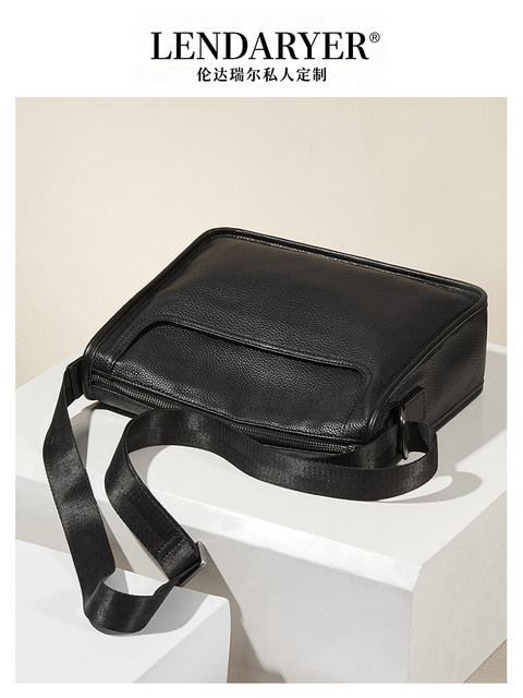 Lendaryer Shoulder Bag Men's Retro Simple Genuine Leather Business Travel Commuter Messenger Bag Multi-Compartment Crossbody Bag