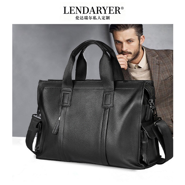 Lendaryer New Classy Genuine Leather Men's Handbag Business Casual Simple Design Large Capacity Briefcase