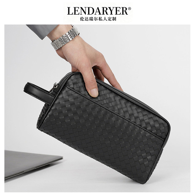Lendaryer Clutch Bag Men's New Fashion Simple Handbag Double Zipper Casual Folder Bag Large Capacity Wallet