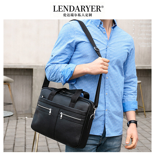 Lendaryer Briefcase Men's Business Travel Commuter Handbag First Layer Cowhide Casual Large Capacity Computer Bag