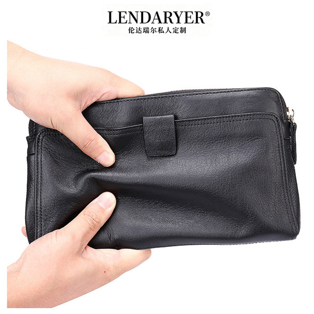 Lendaryer Clutch Bag Men's New Style Light Luxury Simple Genuine Leather Coin Purse Business Work Clothing Multi-Compartment Mobile Phone Bag