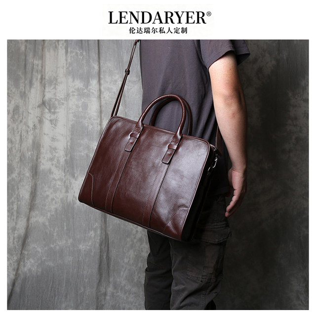 Lendaryer Briefcase Men's New Classy Genuine Leather First-Layer Cowhide Handbag Business Travel Computer Bag