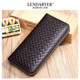 Lendaryer Clutch Bag Men's Korean Style Coin Purse Woven First-Layer Cowhide Long Business Commuter Portable Wallet