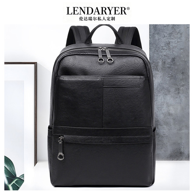 Lendaryer Business Backpack for Men, High-End Genuine Leather, Fashionable and Trendy, High-End Feel, Portable Large-Capacity Computer Bag