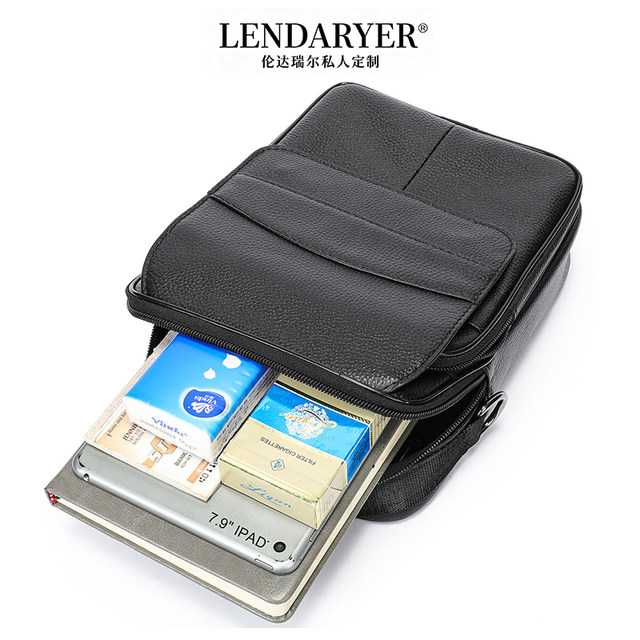 Lendaryer Shoulder Bag Men's New Style Accessible Luxury First-Layer Cowhide Multi-Functional Business Work Clothing Large-Capacity Crossbody Bag