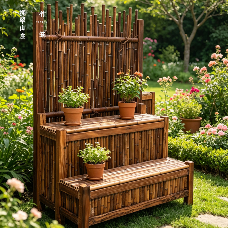 Partition Fence, Anti-Corrosion Wood Flower Box, Flower Stand, Storage Rack, Bamboo Screen, Bamboo Fence, Hotel Outdoor Courtyard Garden Partition Fence, Anti-Corrosion Wood Flower Box, Flower Stand, Storage Rack, Bamboo Screen, Bamboo Fence, Hotel Outdoor Courtyard Garden