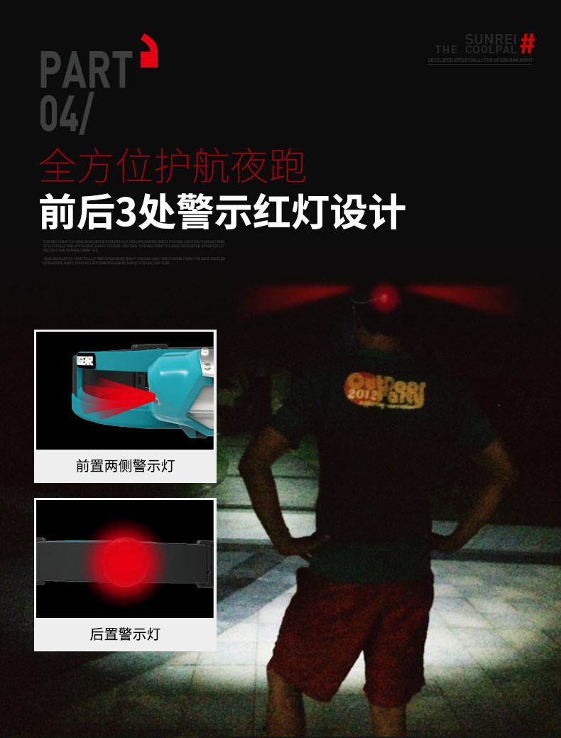 山力士夜跑灯 轻量跑步越野跑头灯防水户外导汗LED头戴式跑步装备详情7