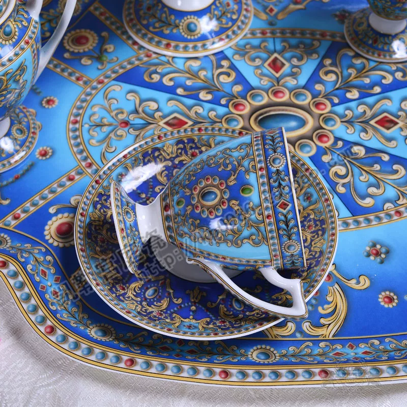 Under glaze coffee pot sugar can milk pot coffee cup plate tea tray pallet fruit plate vase clock