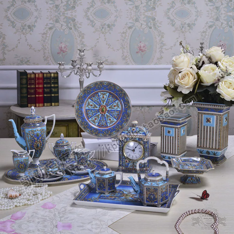 Under glaze coffee pot sugar can milk pot coffee cup plate tea tray pallet fruit plate vase clock