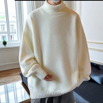 White turtleneck sweater for men and women in winter thickened inner base sweater loose soft waxy lazy style Dongguan Dalang