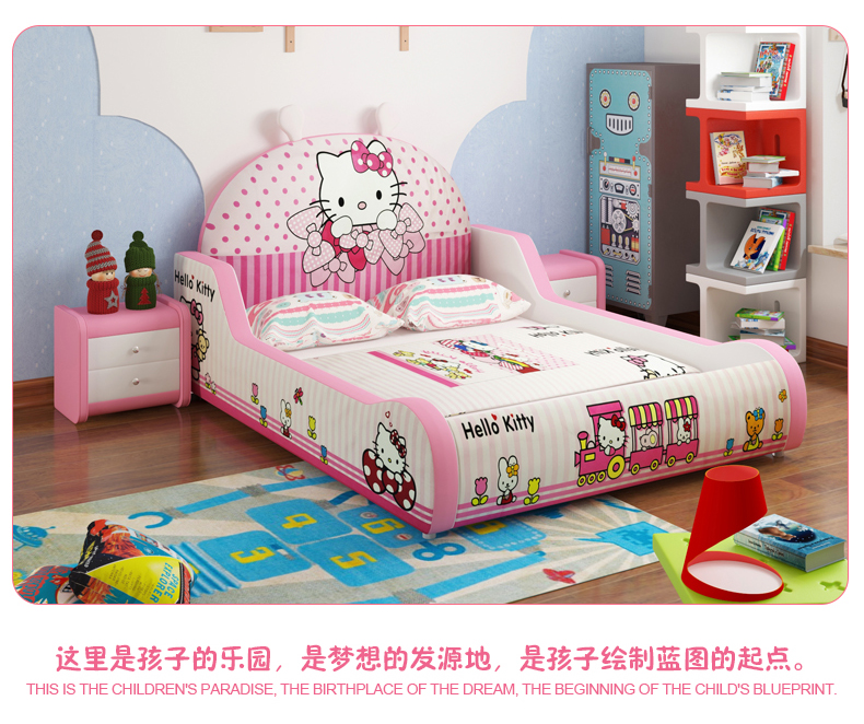 Cô gái công chúa giường vải giường Continental màu hồng cô gái phim hoạt hình đa chức năng khâu giường da cho trẻ em 1,5 m giường - Giường mẫu giường gỗ đẹp