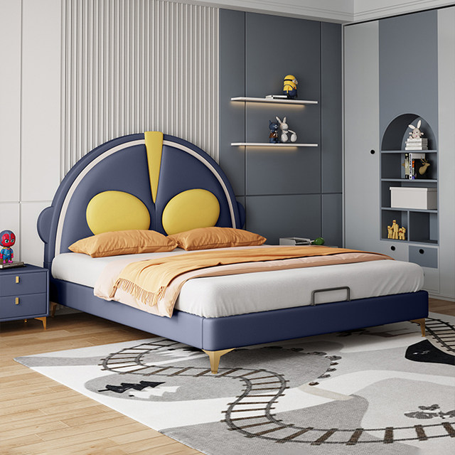 Ultraman children's bed boy solid wood bed 1.5 meters single bed modern simple leather bed children's furniture boy bed