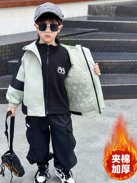 Boys' Autumn and Winter Style Padded Thickened Three-In-One Jacket 2025 New Winter Stylish Boys' Coat
