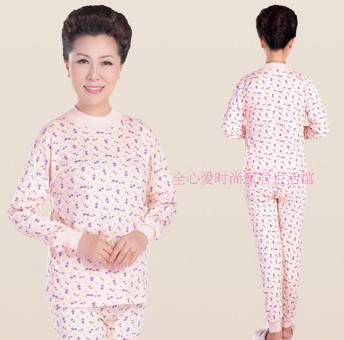 Qiuyi Qiuku Bà trung niên Cotton Cotton Đồ lót Cotton Cotton Quần áo Áo len cotton cổ cao bộ cotton nữ học sinh
