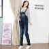 Bà bầu bib jeans jeans quần jumpsuit siêu lớn tăng phân bón mã thêm kích thước lớn 200 kg 230 kg 250 kg đồ bầu giá rẻ Phụ nữ mang thai quần / quần bụng